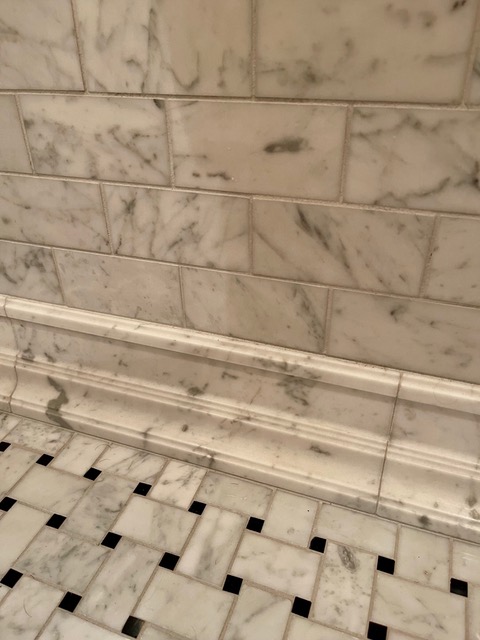 Marble-Tile Baseboards in a Milwaukee Bathroom Remodel