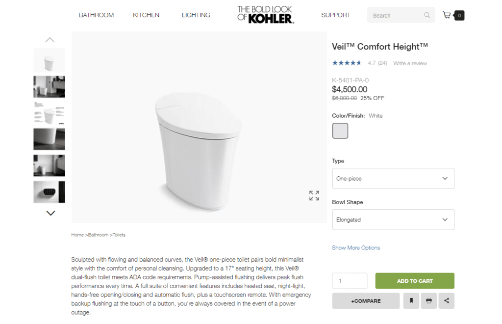 Kohler Veil Comfort Height Toilet