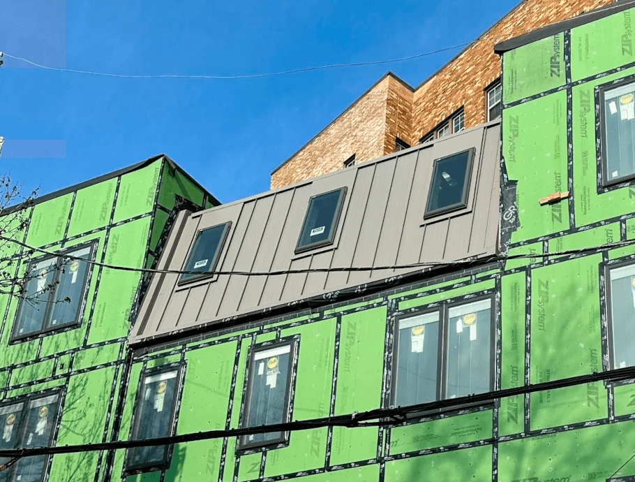 Mansard Roof Being Built in Milwaukee