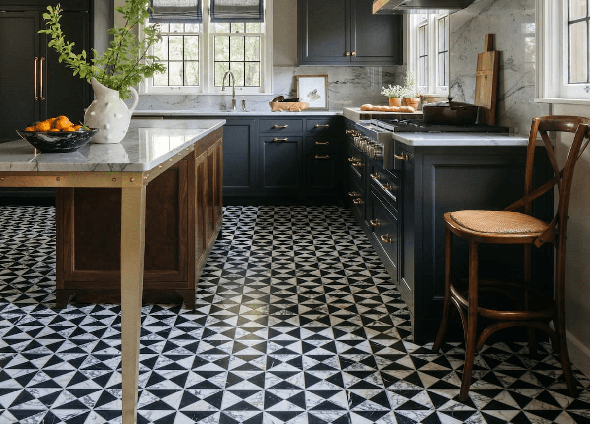 Tile Floor Design in Milwaukee Kitchen