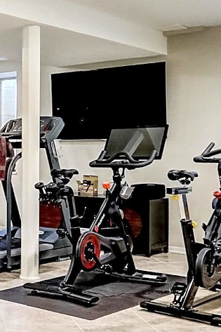 Mounted TV in Fitness Room