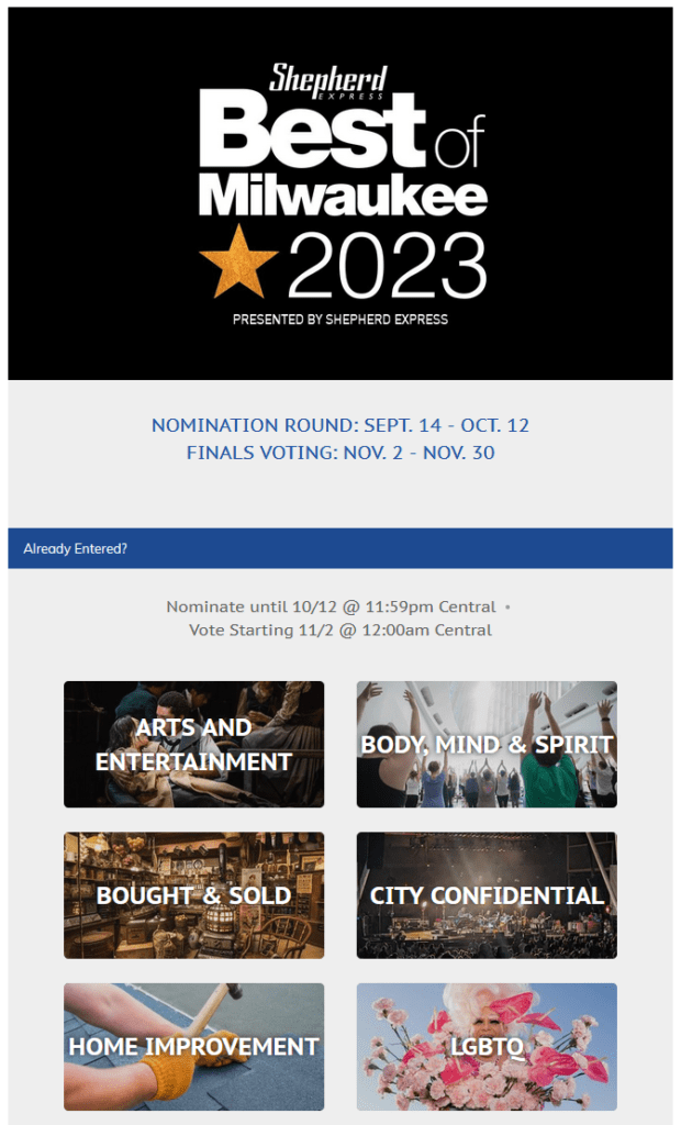 Best of Milwaukee 2023 Categories