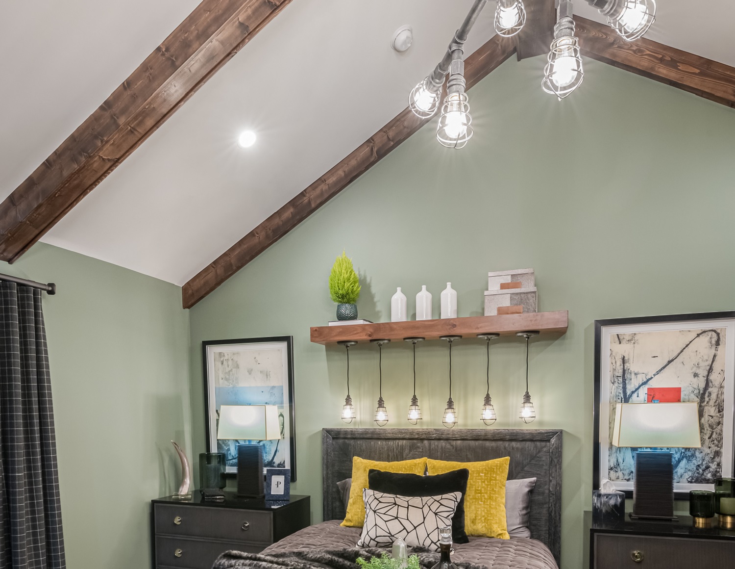 Beamed Cathedral Ceiling for Whitefish Bay Home