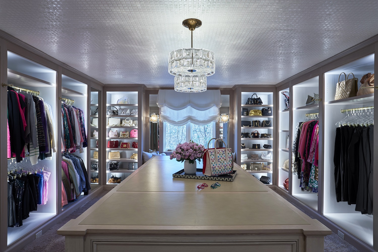 Walk-In Closet with Island Countertop