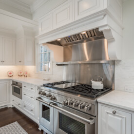 A range and drawer-style microwave in a kitchen remodel in Whitefish Bay Milwaukee Kitchen Remodel