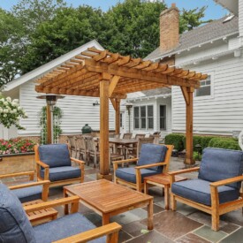 Fleetwood Place 3 Wooden Pergola on Blue Stone Patio Wisconsin